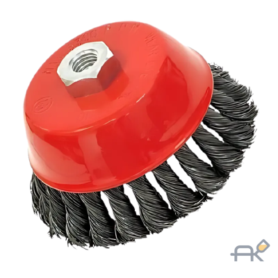 Кордщетка чашеобразная латунированная жесткая крученая. М14. 100мм (РОШМА)